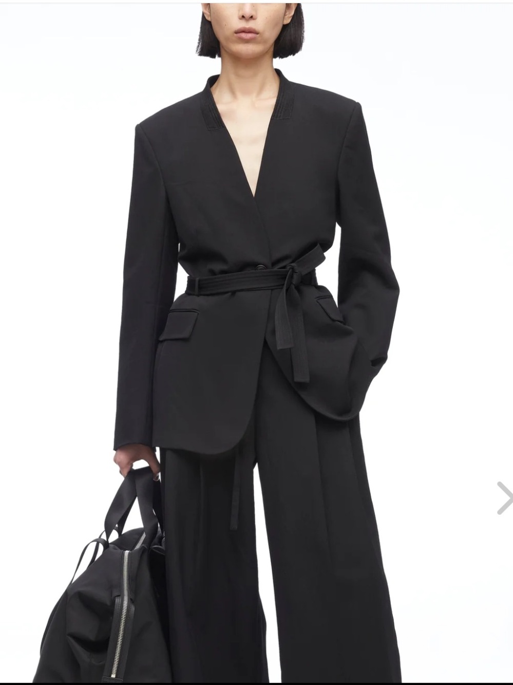NWT 3.1 Phillip Lim Relaxed Wool Blazer With Waist Tie Waist Black